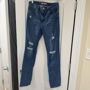 Levi’s 724 high rise straight distressed women’s jeans